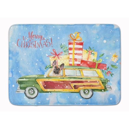 Carolines Treasures Merry Christmas Fawn French Bulldog Machine Washable Memory Foam Mat CK2454RUG